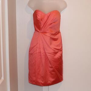 David's Bridal  Silk Orange Strapless Mini Dress Women Size 2